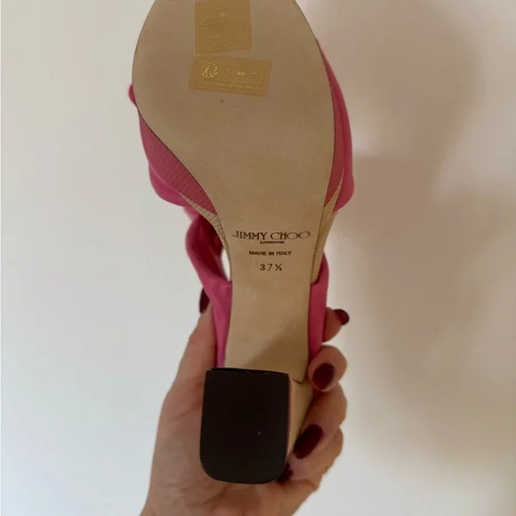 Jimmy Choo Pink Platform Heels with Bow Accents - Picture 7 of 9